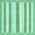 thumbnail image 1 of Ahgly Company Machine Washable Indoor Square Solid Turquoise Blue Modern Area Rugs, 6' Square, 1 of 4