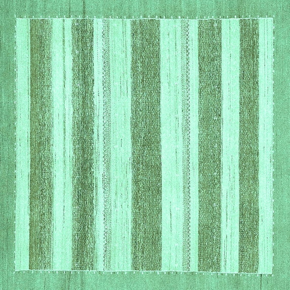 Ahgly Company Machine Washable Indoor Square Solid Turquoise Blue Modern Area Rugs, 3' Square
