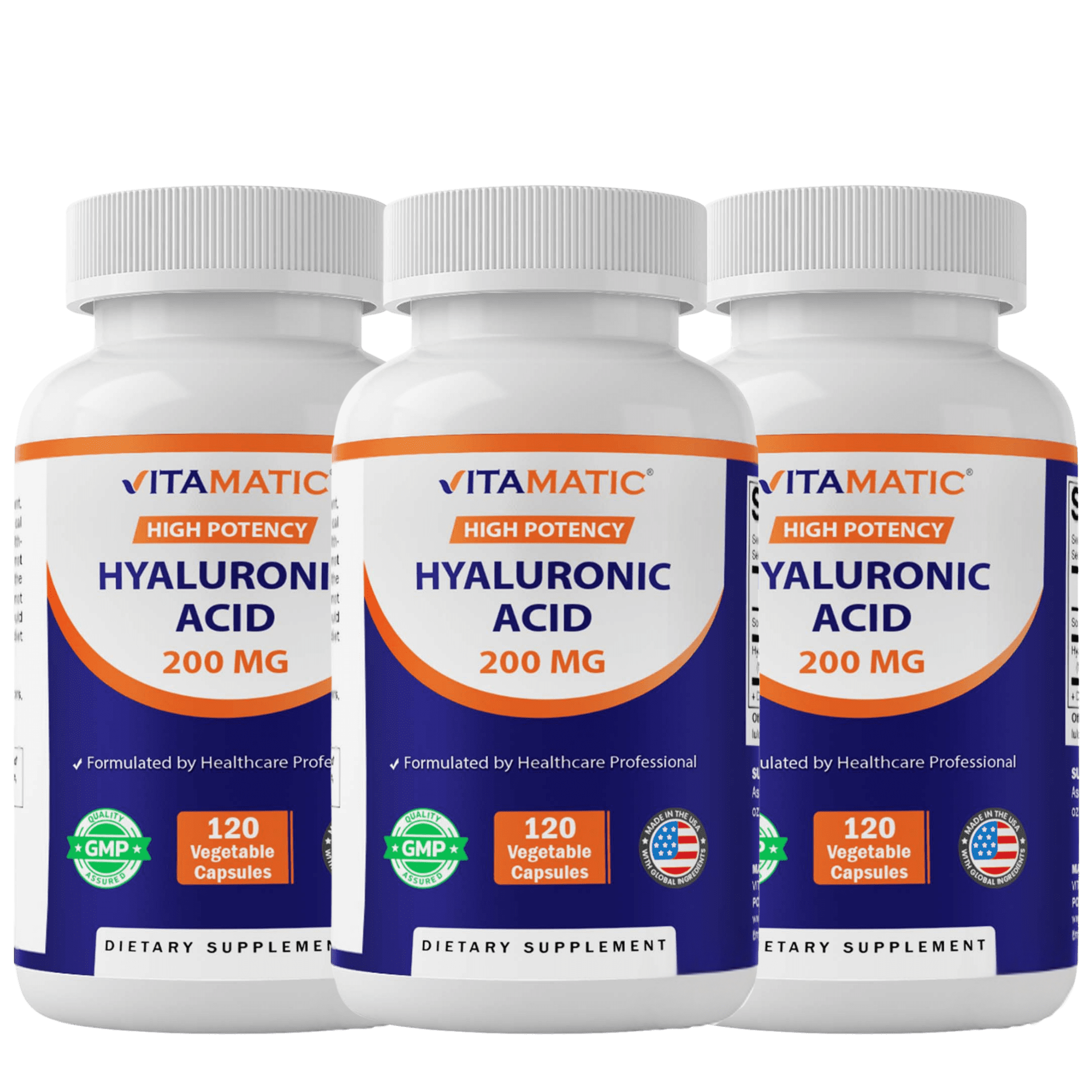 Vitamatic Hyaluronic Acid 200 mg Capsules 3 Pack 120 Count