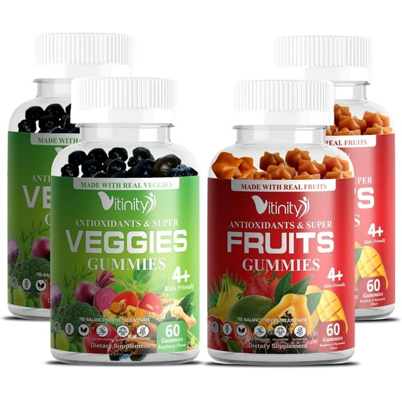 Made with Real Fruit and Real Veggie Gummies - Superfood Vegetable Vitamin Supplement for Women,Men & Kids - with a Blend of Fruit and Greens for Daily Health (60-Day Supply)