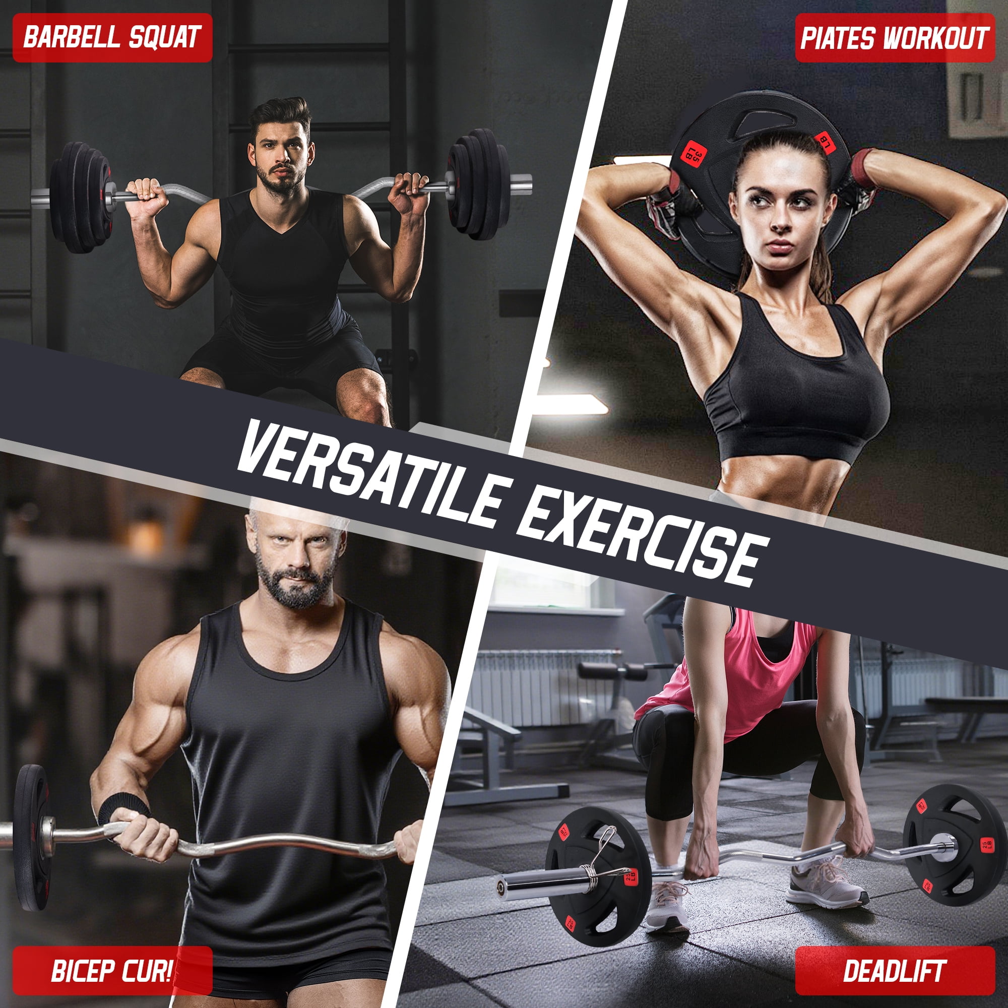 FlexWave 2-Inch Olympic Cast Iron Weight Plates，Multiple Sizes & Set Options, for Strength Training & Weightlifting