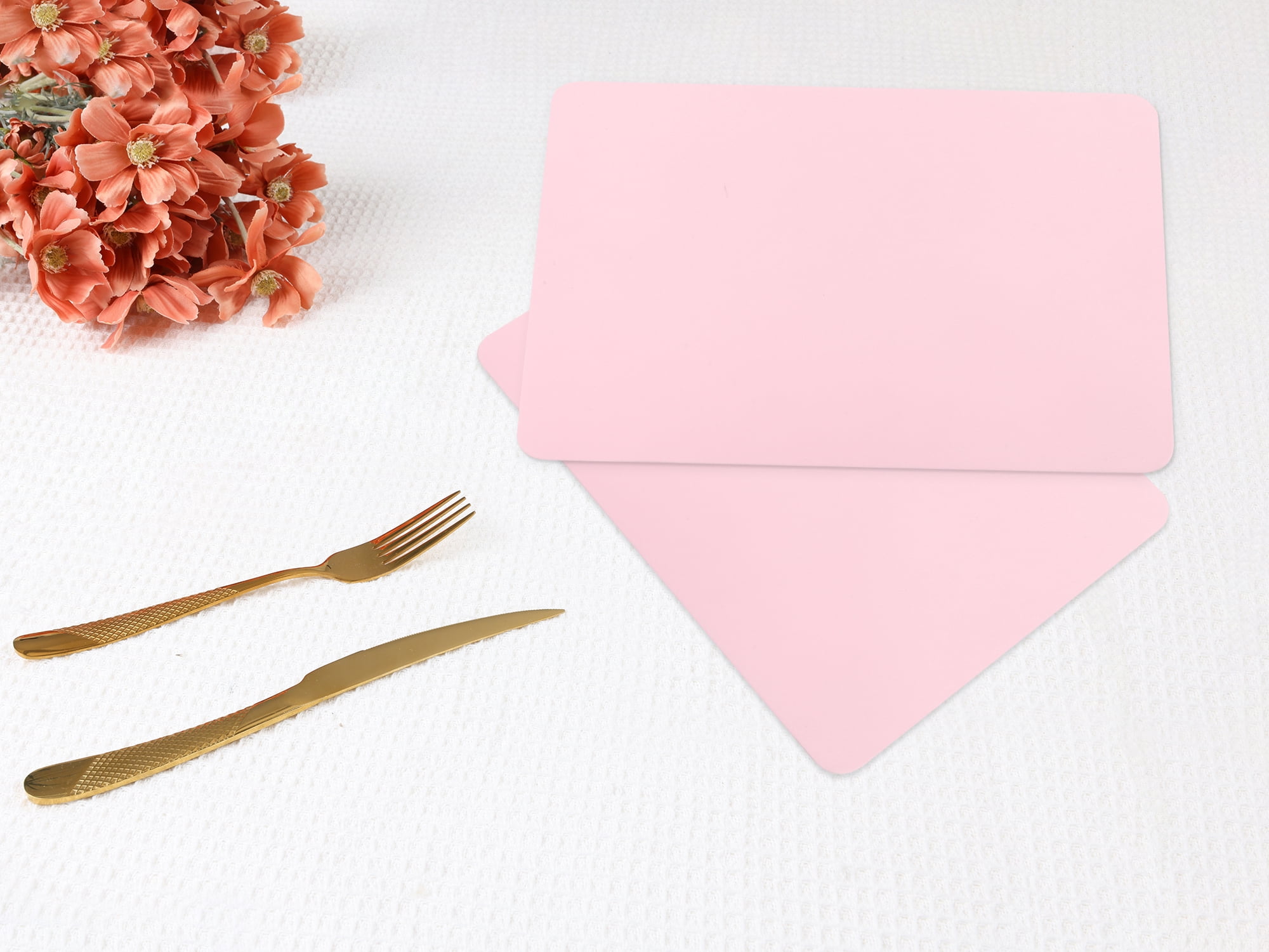 Unique Bargains Set of 6 Silicone Placemats for Kitchen Dining Table Decor Pink