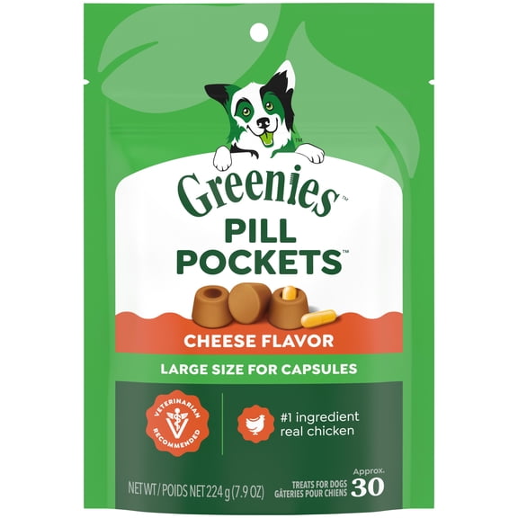 Greenies Pill Pockets Capsule Size Dog Treats, Cheese Flavor (Various Counts)