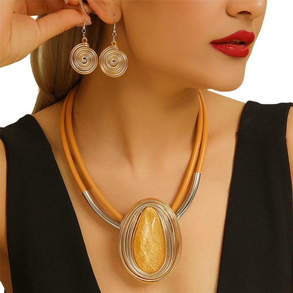 Bohemian Jewelry Necklace and Earring Set for Women Colorful Resin Bib Necklace and Earrings for Weddings Parties Everyday Wear