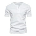 thumbnail image 2 of Mens Summer Simple Button Short Sleeve T Shirt Top Blouse, 2 of 3