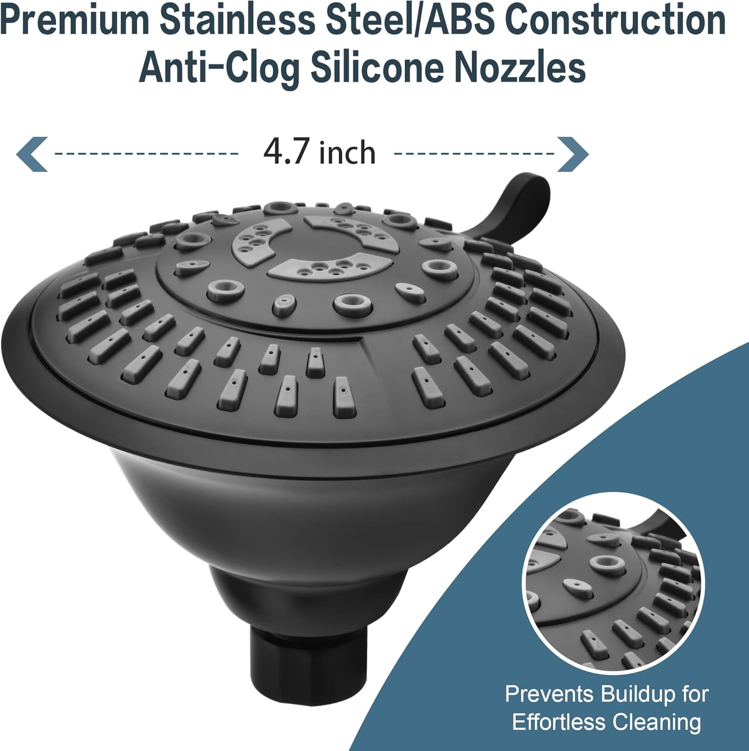BRIGHT SHOWERS Shower Head High Pressure Rain Showerhead 5 Spray Setting Fixed Shower head Angle Adjustable Bathroom Showerhead, Oil Rubbed Bronze