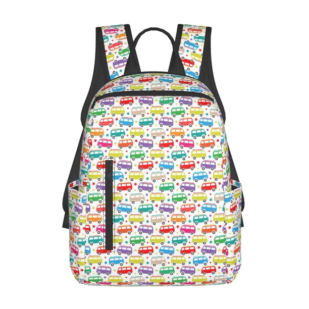 Easygdp Colorful Bus para Easygdp Yak - Mochila Casual Ligera y Resistente para Viaje y Senderismo para Hombres y Mujeres