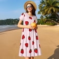 thumbnail image 4 of Balery Strawberry Vestidos sueltos de manga corta para mujer, vestidos de verano 2025, vestidos casuales de corte A con vuelo., 4 of 6