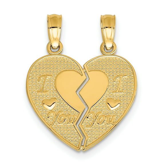 14K Yellow Gold I Love You break apart heart Charm