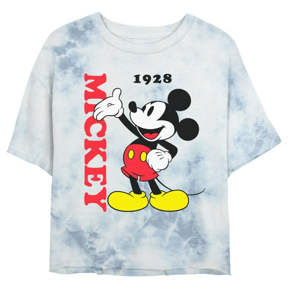 Junior's Mickey & Friends Classic Mousey Graphic Crop T-Shirt White/Blue X Large