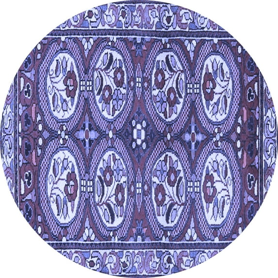 Ahgly Company Machine Washable Indoor Round Persian Blue Traditional Area Rugs, 4' Round