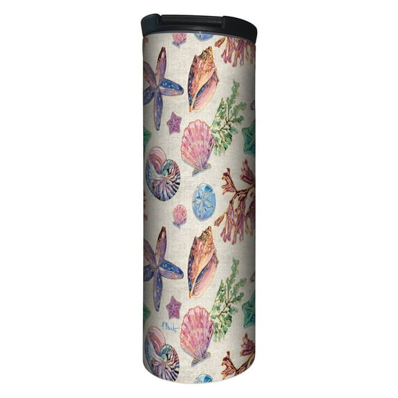 Highland Home "Beach Shells" 17 oz. Double Wall Stainless Steel Tumbler w/Lid