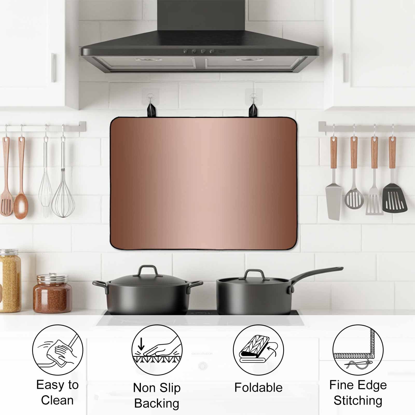 Chocolate Ombre Stove Top Cover for Electric Stove, Heat-proof & Non Slip Glass Top Stove Cover Protector, Modern Gradient Abstract Art Kitchen Flat Cooktop Rubber Mat 28.5x20.5 Inches