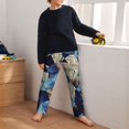thumbnail image 5 of Gukieu Abstract Blue Squares Print Youth Home Trousers, Elastic Waistband with Pockets for Home and Outing, Suitable for Children Aged 5-16-Small, 5 of 6