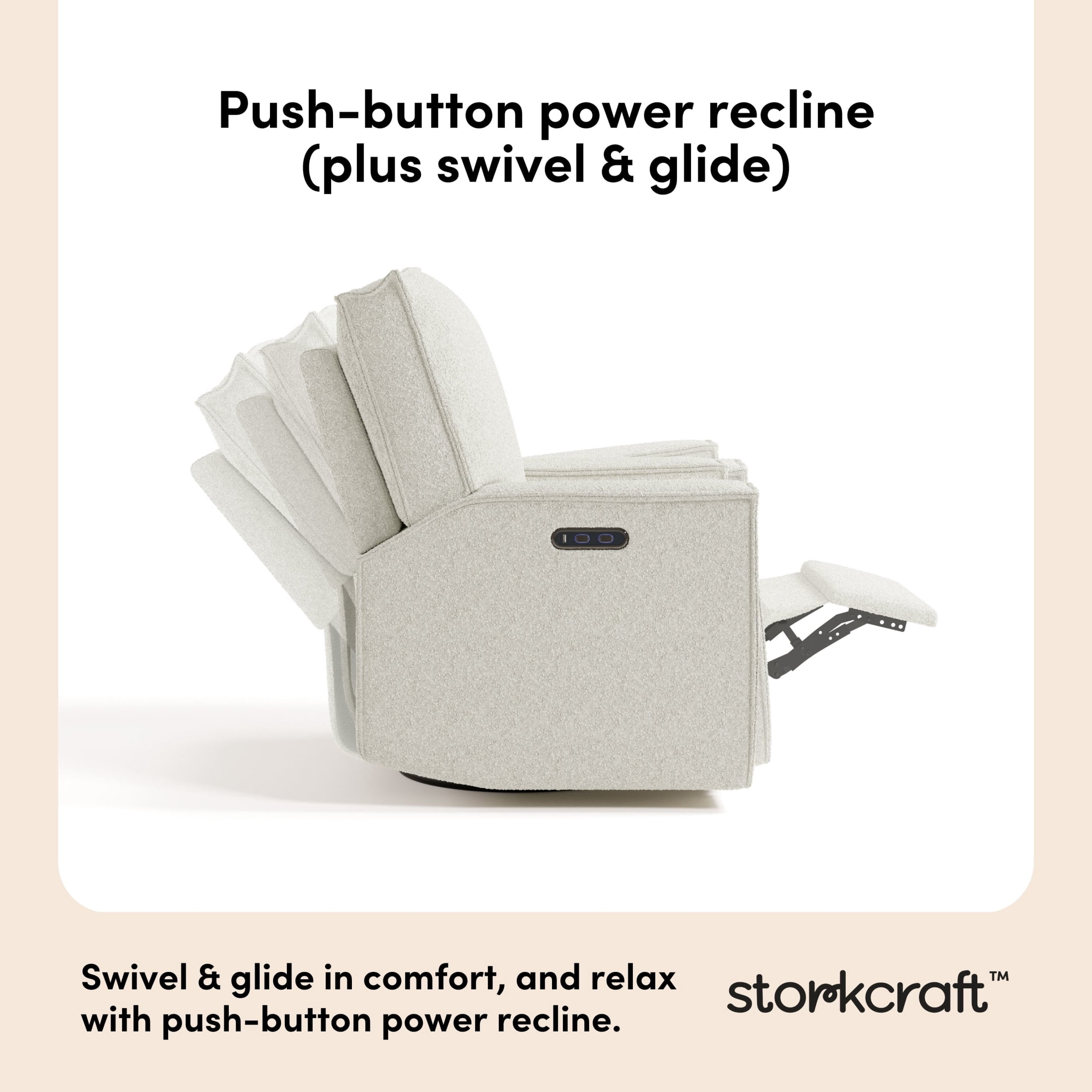 Storkcraft Texas Nursery Power Recliner Swivel Glider - Ivory Boucle