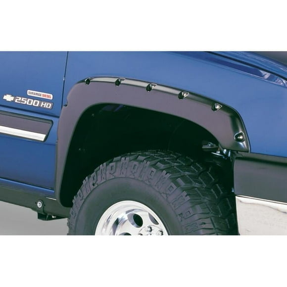 Bushwacker Fender Flare 40917-02 Pocket Style; 2 Inch Tire Coverage; Matte Black; Dura-Flex 2000 ABS Smooth Plastic; Front 4 Inch/Rear 4-1/4 Inch Flare Height; Set Of 4