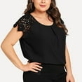 thumbnail image 5 of 2025 Clearance! 50% Off Clear! asdoklhq Womens Plus Size Clearance Fashion Womens Plus Size Solid O-Neck Floral Lace Shoulder T-Shirt Tops Blouse, 5 of 8