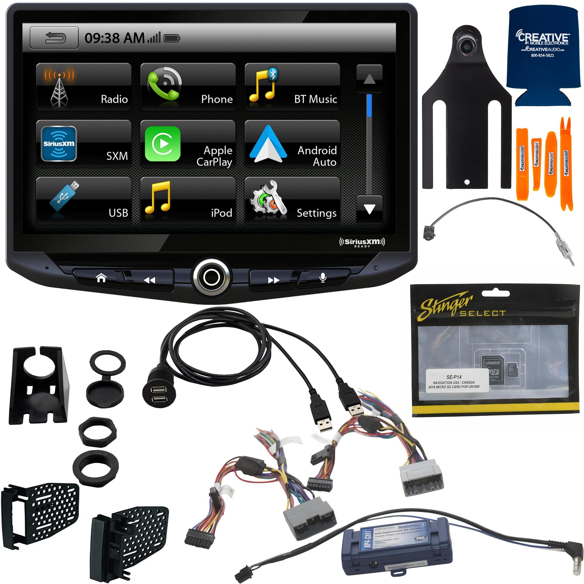 Stinger Jeep Wrangler JK (2011-2018) Stereo Replacement System: 10-Inch  Touchscreen Radio; Includes Dash Kit & Interface, With Jeep Back Up Camera,  And Igo Navigation SD Card 