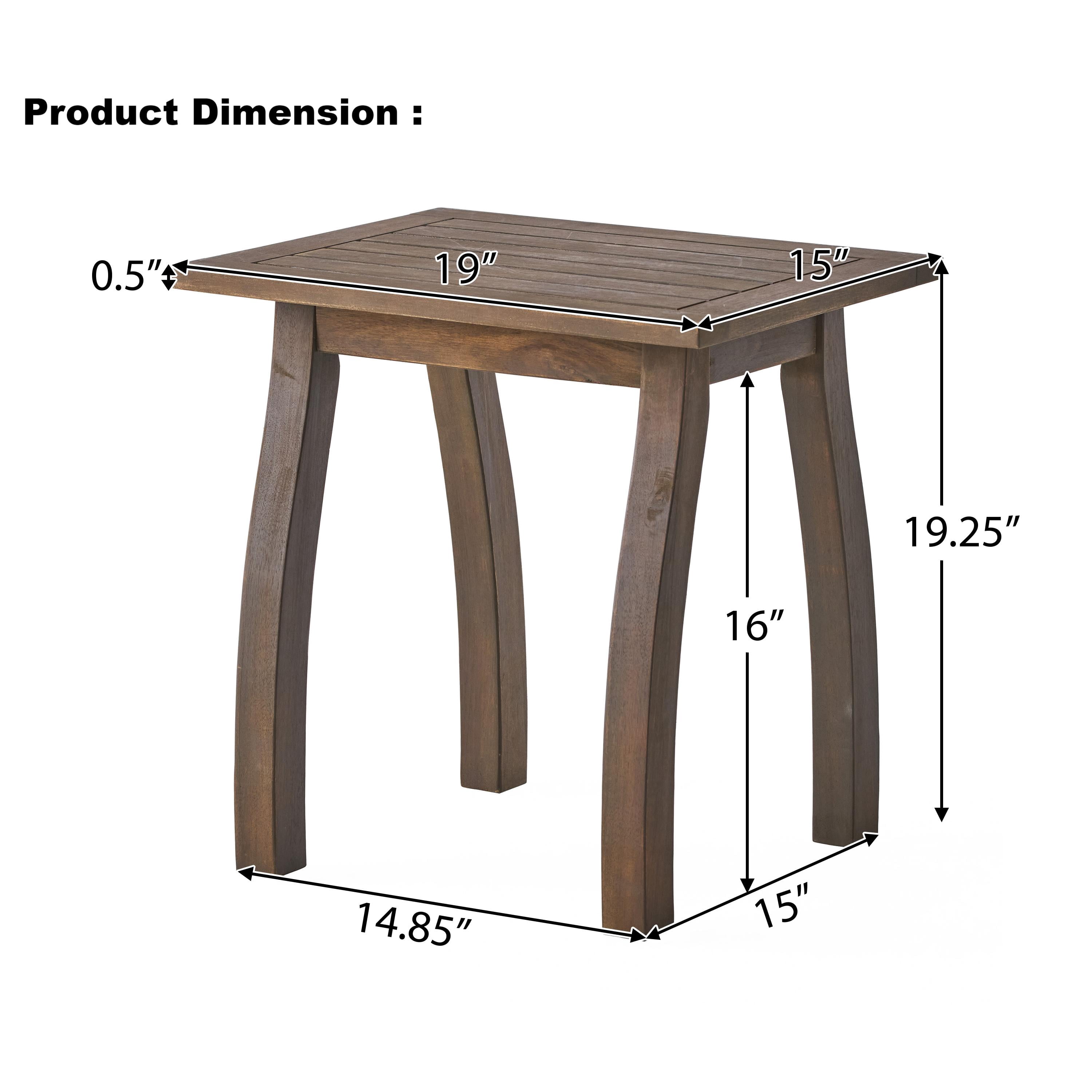 Outdoor Side Table,Small Square Wood End Table,Grey