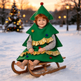 thumbnail image 4 of RUINIXCW Kids Christmas Tree Costume for Girls Boys Christmas Outfits Felt Sleeveless Hood Romper with Gold Trim Balls Funny Holiday Party Dress Up, 4 of 10