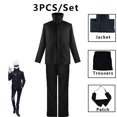 thumbnail image 1 of Anime Jujutsu Kaisen Cosplay Disfraces Gojo Satoru Chamarra Pantalones Conjunto De Halloween Fiesta De La Escuela Secundaria Uniforme, 1 of 4