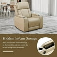 thumbnail image 6 of Breathing Leather Power Recliner Sofa Set, Reclining Sofa Set with LED, Leather Recliner Couch with USB Port/Storage Console/Cup Holder for Living Room (3 Pieces Living Room Set, Khaki), 6 of 14