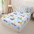 thumbnail image 2 of Castle Fairy Watercolor Truck Zipper Twin Comforter Sets with Fitted Sheet and 2 Pillowcases for Girls,Plaid Check Art Zipper Bedding Set for Bedroom,Blue Green Yellow,4-Piece,Reversible, 2 of 6
