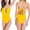 Yellow(New), variant on Summer Women's Fashion Beach Casual Solid Color Lace Up Halter Neck Open Back Bikini One Piece Swimsuit