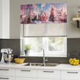 thumbnail image 4 of Pink Christmas Curtain Valances for Windows, Kitchen Valance Window Treatments Panel 2 Pack, Xmas Tree Farmhouse Snowflake Rod Pocket Short Curtains for Bathroom Bedroom 54 x 18 Inch, 4 of 8