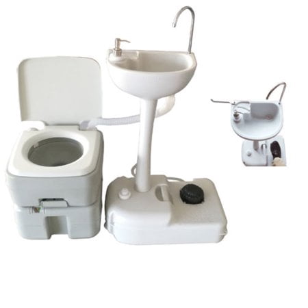 Zimtown Outdoor Camping Hiking 20L Portable Toilet Flush Potty Commode with Wash