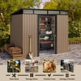 thumbnail image 7 of Lofka 10' x 10' ft. Outdoor Storage Shed with Sliding Doors, Metal Garden Shed with Transparent Panel Windows for Storing Lawn Mower, Electric Drill, Brown, 7 of 7
