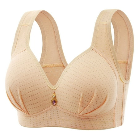 Clearance Bras under $5! Cagogo Sexy Wireless Bra for Older Womens Lift up No Underwire Adjustable Straps Bralettes Push Up Full Coverage Plunge Plus Size Everyday Bras Tshirt Bra