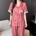 thumbnail image 6 of Bovxnpu Womens Pajamas Set Loungewear Striped Lace V Neck Long Sleeve Top with Long Pants Set Sleepwear, 6 of 6
