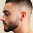 thumbnail image 6 of KRKC&CO Hoop Earrings for Men Black Stripe, S925 Sterling Silver, White Gold Plated, Hypoallergenic Earrings Hoop, Hip Hop Street-wear for, 6 of 7