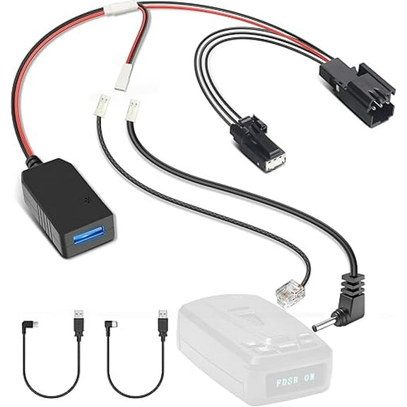 Pixelman Radar Detector Power Cord Adapter,(3Pin Type-B)Compatible with 2019  Ford Ranger,Escape and More with Auto Dimming Rearview Mirror,RJ11 DC3.5 Radar Charger Cable, Built-in Hide USB,Plug&Play