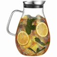 thumbnail image 1 of 2500ml Glass Pitcher with Lid Beautiful Easy Drink Pitcher Glass Bottle with Handle Perfect for Cooling, 1 of 5