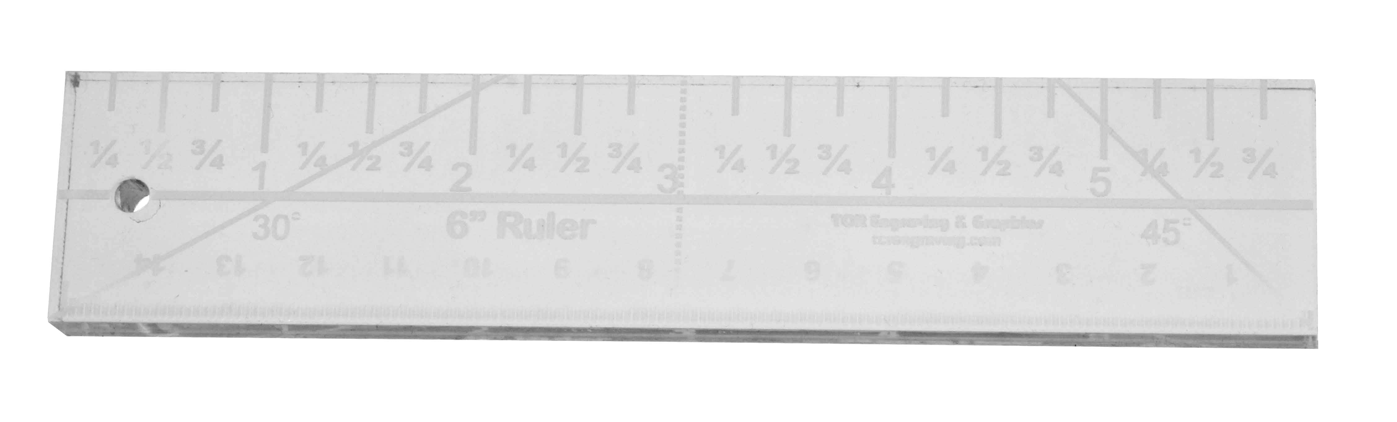 6" Ruler - 3/8" thick. Quilting/Sewing Clear Acrylic - Quilting/sewing