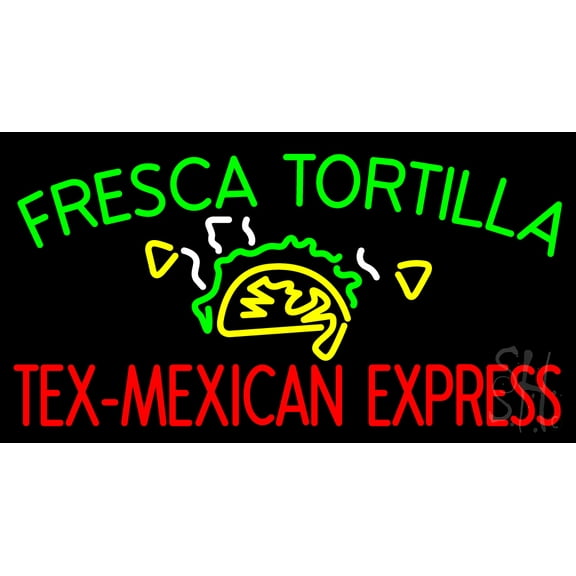 Fresca Tortilla LED Neon Sign 13 x 24 - inches, Clear Edge Cut Acrylic Backing, with Dimmer - Bright and Premium built indoor LED Neon Sign for restaurant window and interior decor.