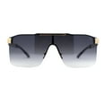 thumbnail image 2 of Elegant Rimless Flat Top Mobster Shield Racer Sunglasses Gold Smoke, 2 of 4