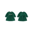 thumbnail image 2 of Cjfdfy Toddler Baby Girl Christmas Dress Embroidery Corduroy Smocked Collar Long Sleeve a-line Dresses Little Baby Cute My First Christmas Fall Winter Outfits 6M-4Y, 2 of 9