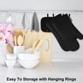 thumbnail image 4 of Juego de 6 manoplas y agarraderas para horno, resistentes al calor (500 grados), extra largas, con superficie de silicona antideslizante para cocinar (negro), 4 of 7