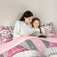 thumbnail image 4 of Manfei Cute Cartoon Snowman 7-Piece Twin Bedding Sets,Merry Christmas Bedding Comforter Set,Pink White Gray Sheet Sets For Girls Kids,Ultra Soft Home Decor Reversible, 4 of 8