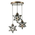 thumbnail image 5 of 110-250V 60W 3-Light Star Pendant Lamp - Vintage Glass Chandelier Design Applicable Area Approx. 10-15㎡ Each Lamp Body Size 8*10in for Living Rooms, Bedrooms, Kid Rooms, 5 of 10