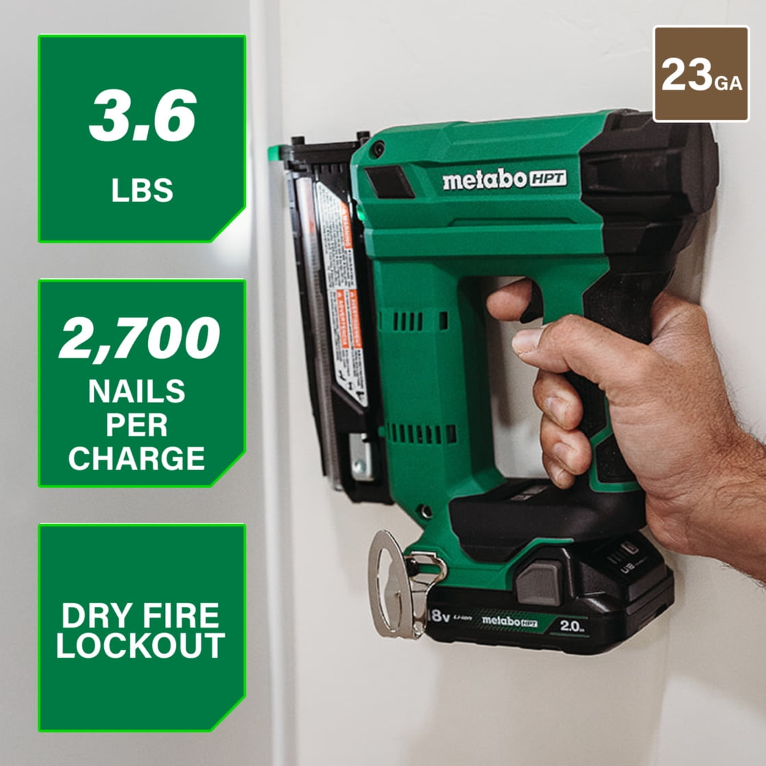 Metabo HPT 18V Cordless Pin Nailer Kit, 23-Ga, NP1835DA