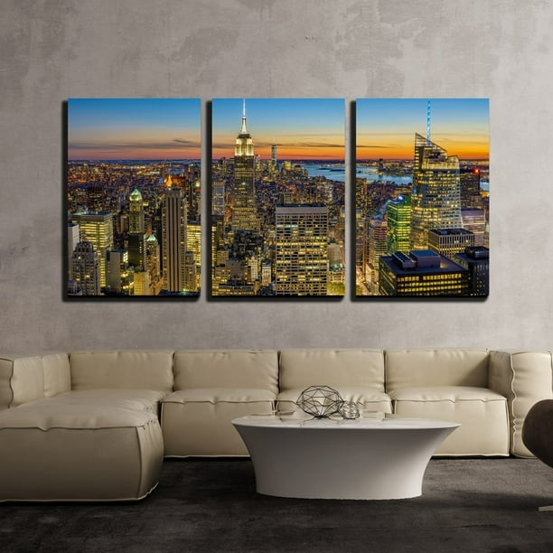 Wall26 3 Piece Canvas Wall Art New York City Skyline with Urban