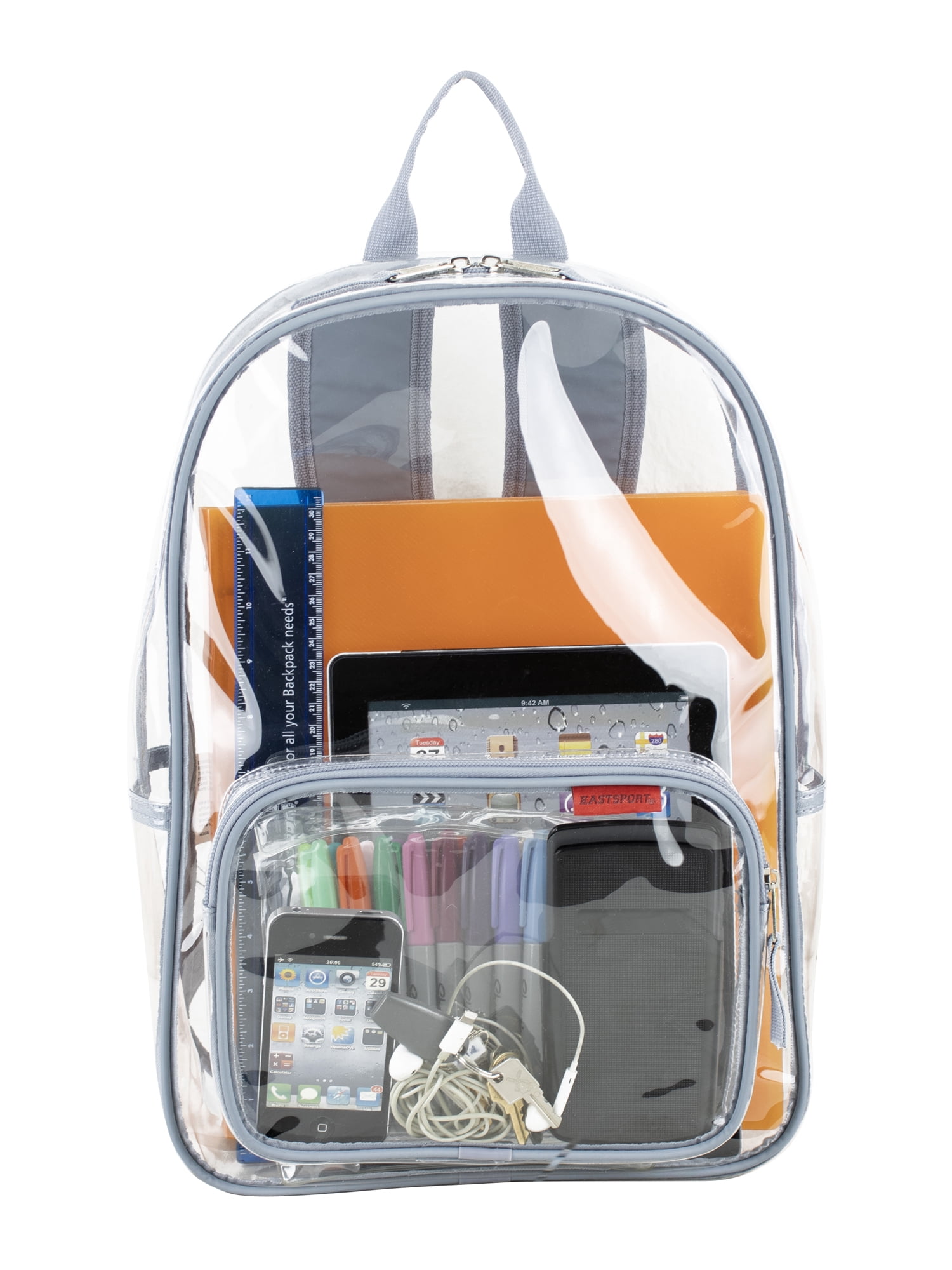 Eastsport Unisex 16" Success Clear Backpack, Cool Gray