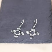 CXWIND Hip Hop Stainless Steel Geometry Mexico Zia Sun Hoop Earrings For Women Men Punk Fashion Charm Sacred Jewelry Gift