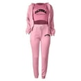 thumbnail image 6 of Tthxqing Women 3 Piece Outfits Sets,Trendy Full Zip Cropped Hoodies Baggy Sweatpants California Printed Tank Tops Fall Lounge Set Travel Vacation Sets X_Pink S, 6 of 8