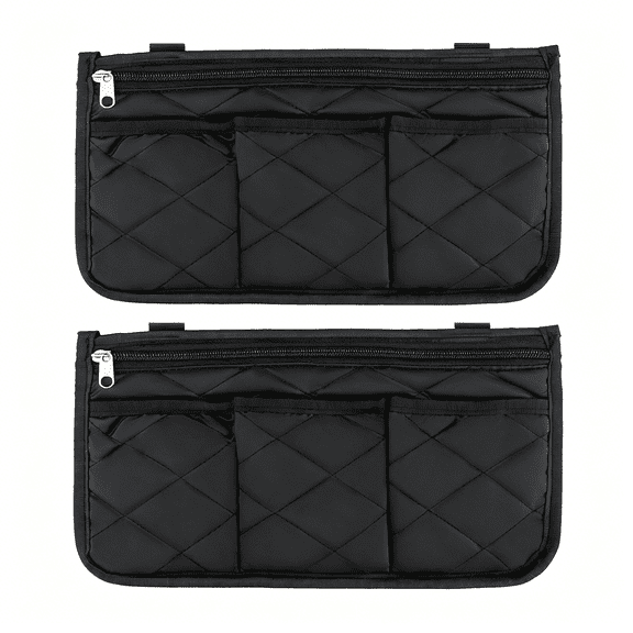 XIRQI 2 Packs Wheelchair Side Bag,Black Walker Bag with Cup Holder Waterproof Wheelchair Armrest Pouch,Side Storage Pouch Organizer Bag Wheelchair Pouch Side Pocket for Most Seniors Wheelchairs
