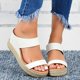 thumbnail image 4 of Summer Sandals For Women Solid Color Ankle Buckle Sandal For Dresses Jeans Skirts Short Pants-26White43, 4 of 5